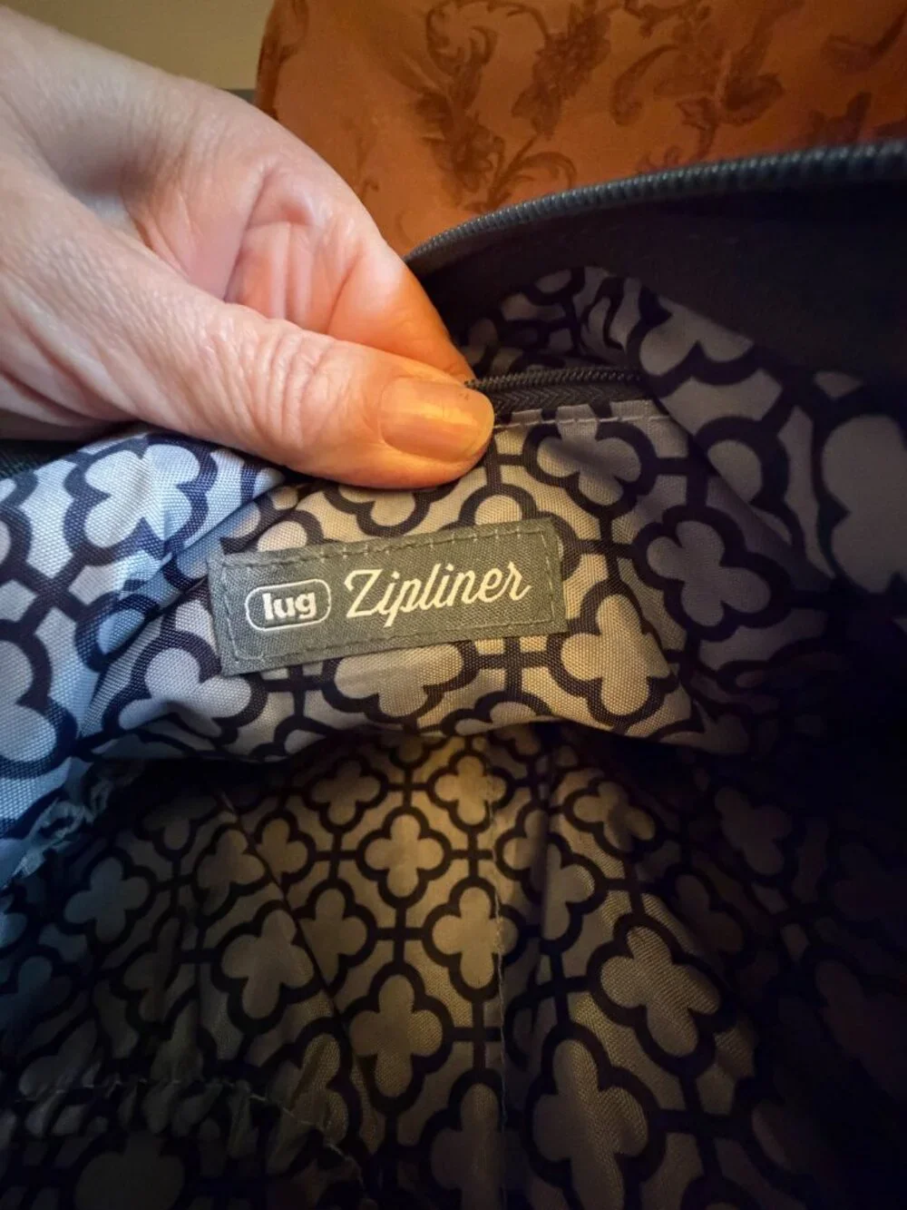 Lug Zipliner 2 Convertible Hobo Bag Gray w/Pink & Blue Butterfly Print